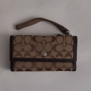 Coach Brown and Tan Signature Wallet